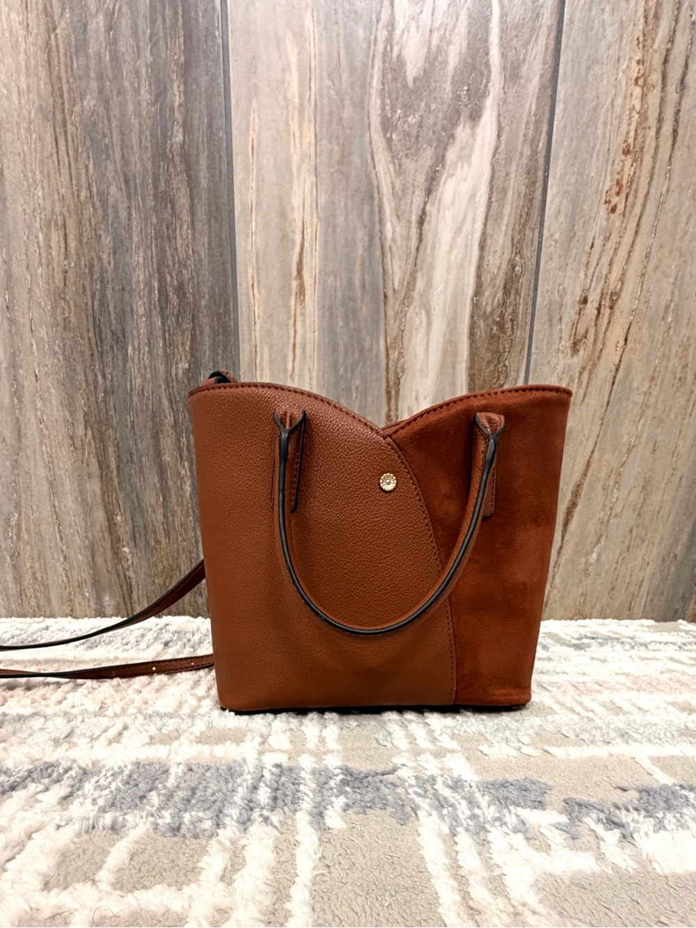 LC Lauren Conrad Brown Two-Tone Shoulder Tote